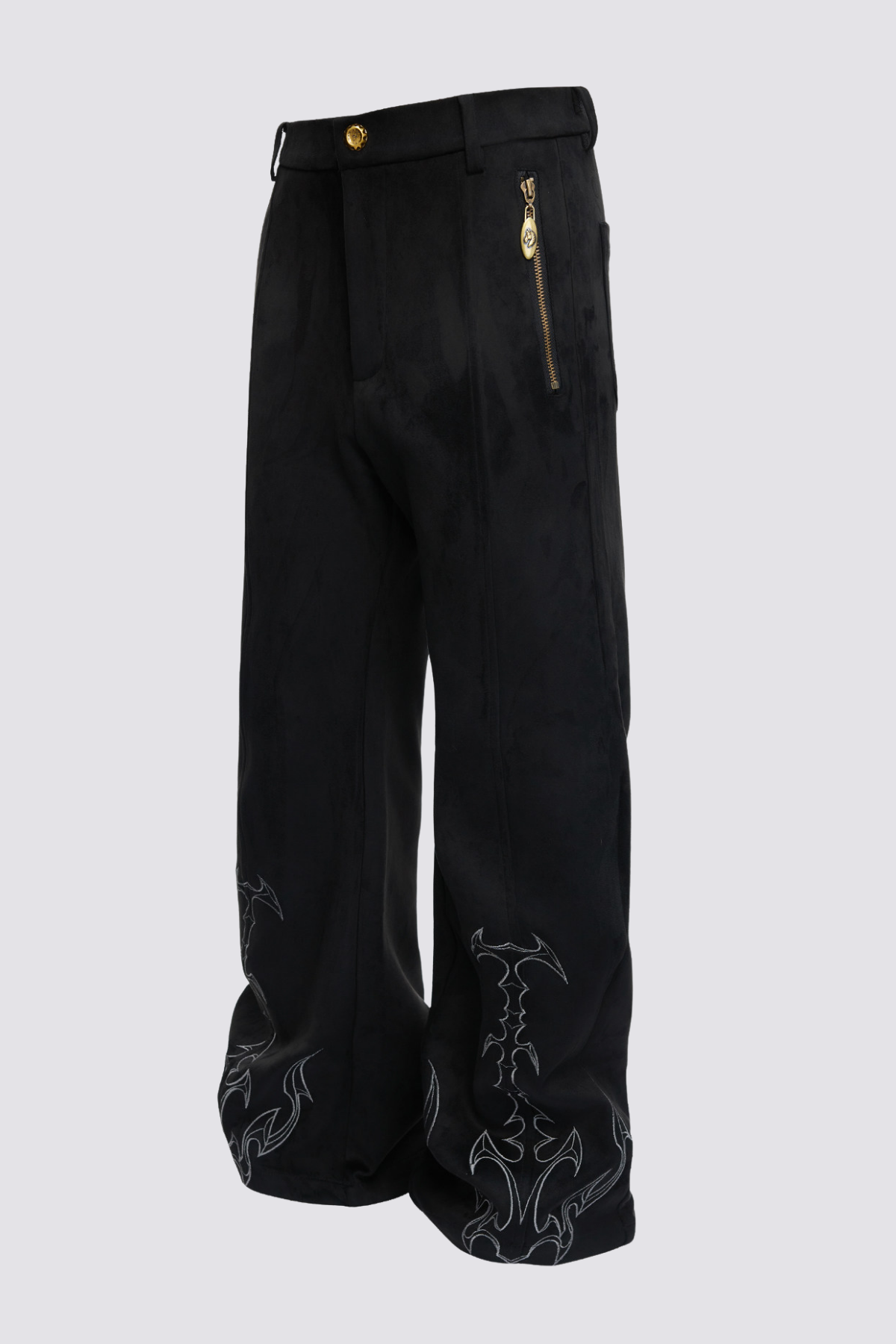Quiet Utility Embroidery Straight Pants Black