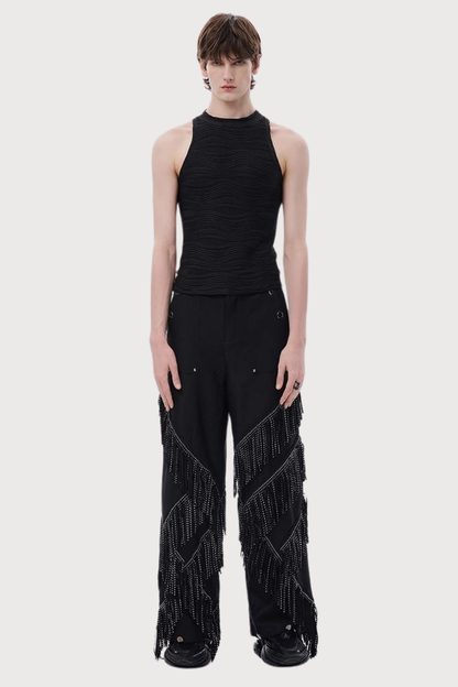 Quiet Voice Embroidered Vest Black