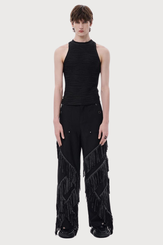 Quiet Voice Embroidered Vest Black