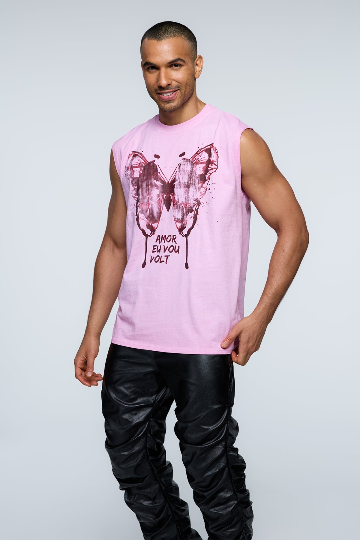 Quiet Line Butterfly Sleeveless Top Pink