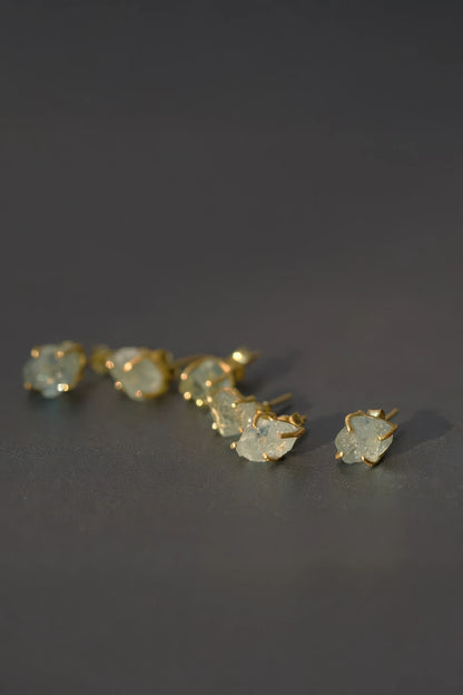 Raw Gemstone Stud Earrings Pair