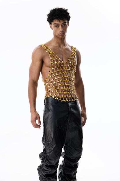 Radiant Gem Rhinestone Cutout Sleeveless Top