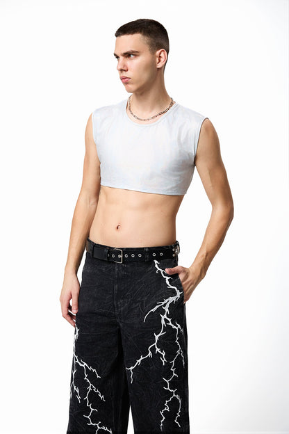 Radiant Shell Sleeveless Leather Crop Top