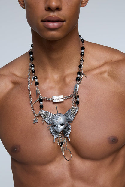Radical Friction Butterfly Beaded Metal Necklace