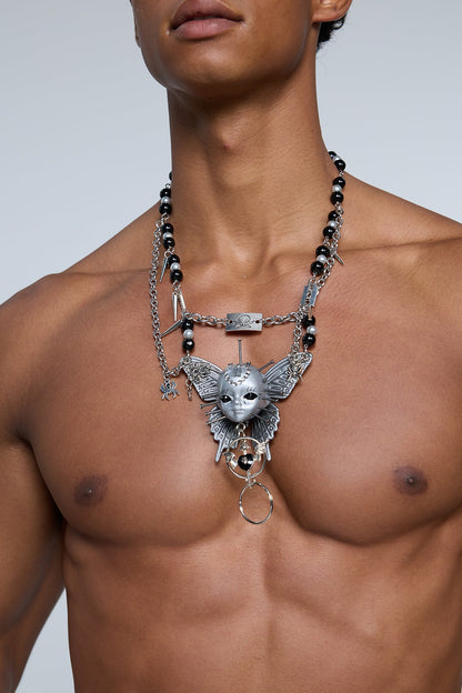 Radical Friction Butterfly Beaded Metal Necklace