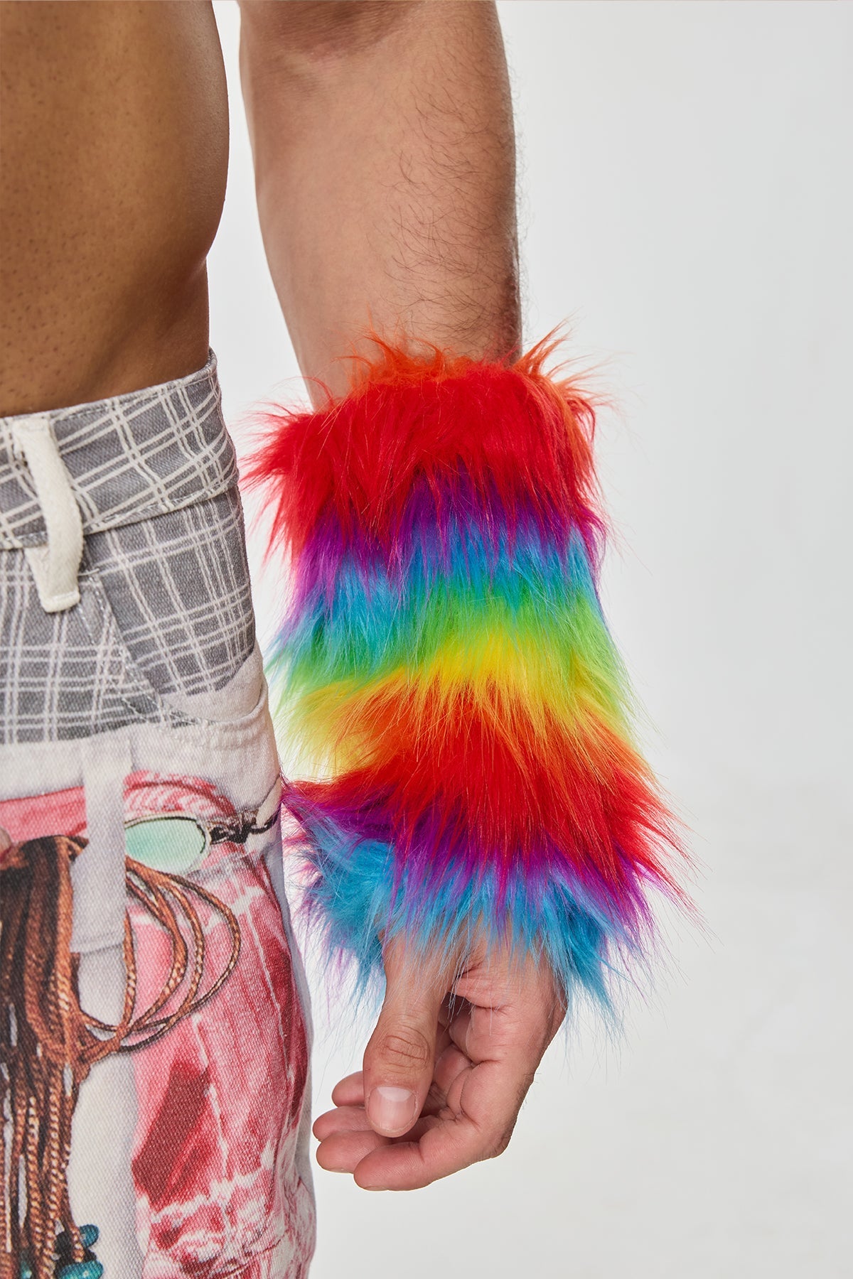 Rainbow Pulse Faux Fur Sleeves