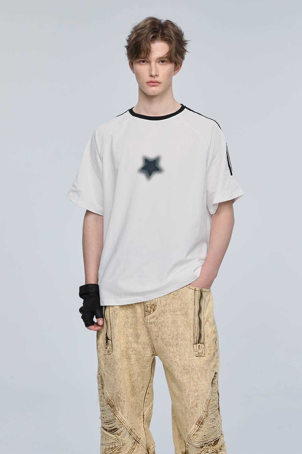 Rainbow Surge Star Print T-Shirt White