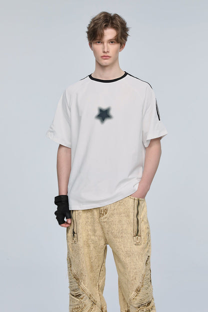 Rainbow Surge Star Print T-Shirt White