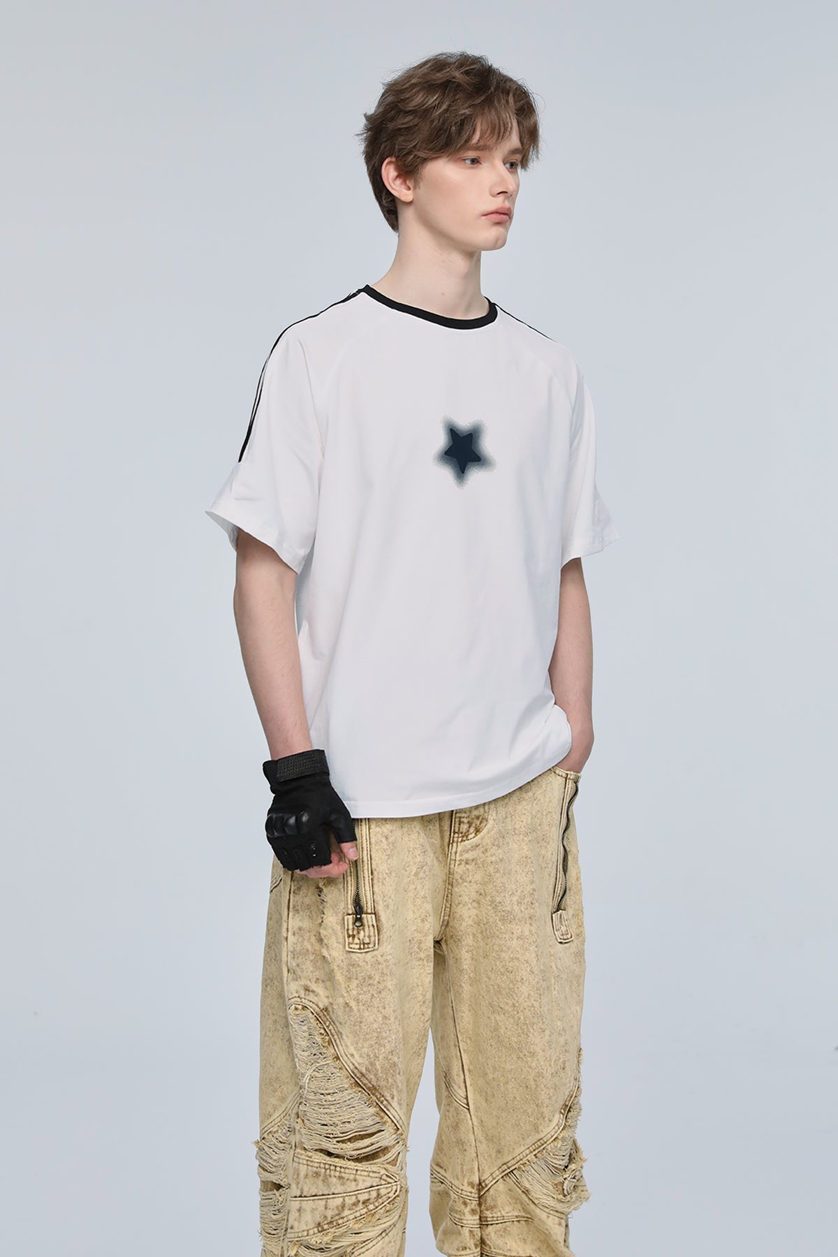 Rainbow Surge Star Print T-Shirt White
