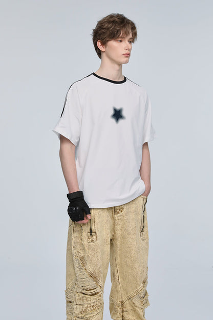 Rainbow Surge Star Print T-Shirt White