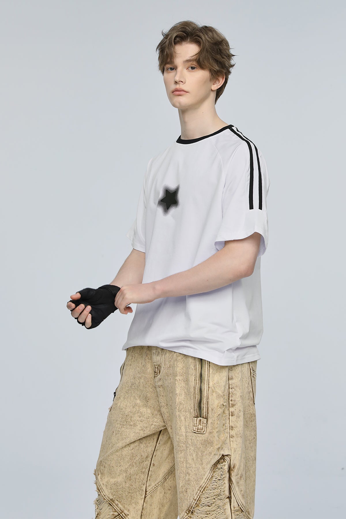 Rainbow Surge Star Print T-Shirt White