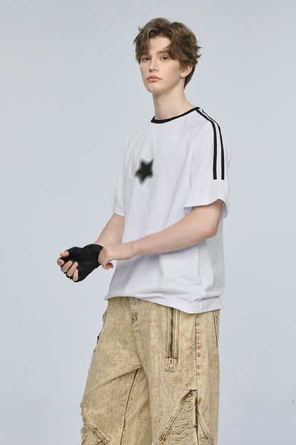 Rainbow Surge Star Print T-Shirt White