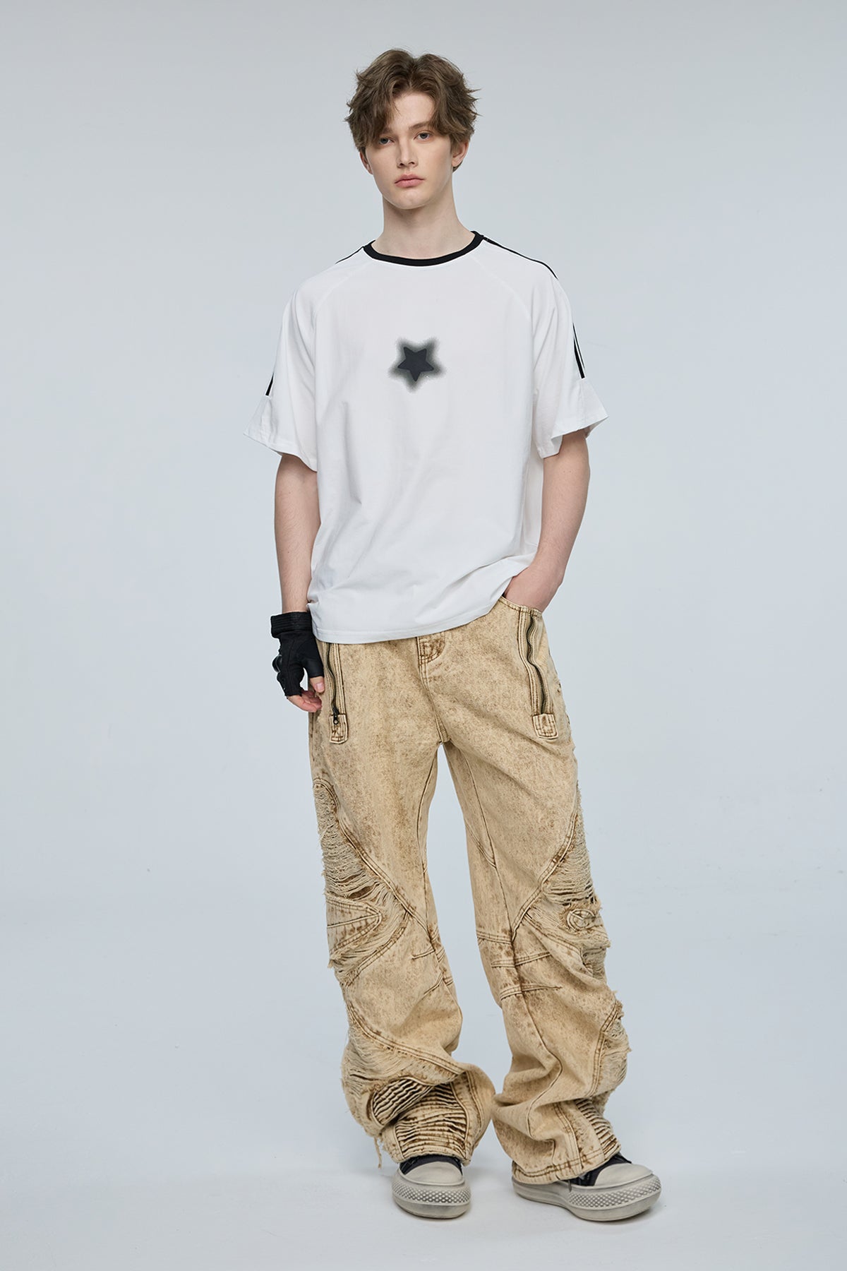 Rainbow Surge Star Print T-Shirt White