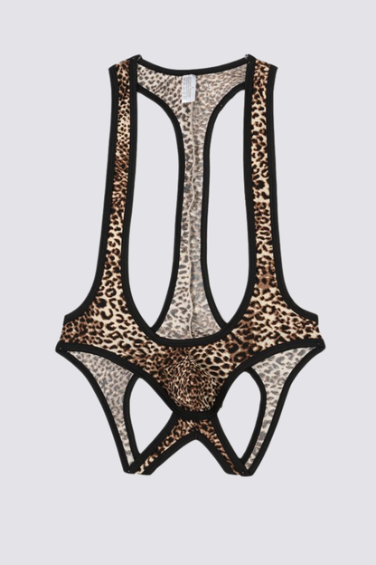Rave Leopard Print Bodysuit Brown