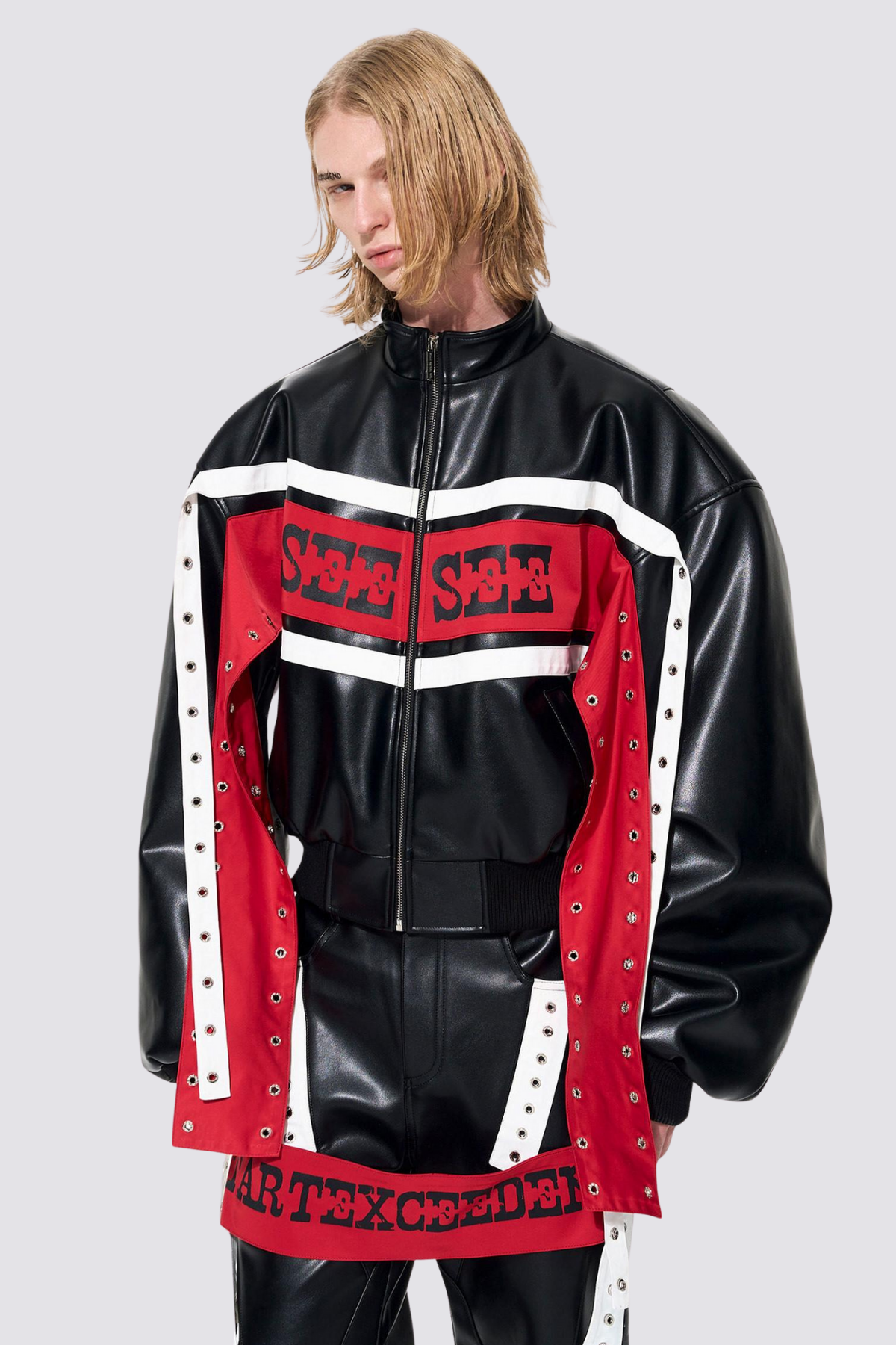Raven Coil Colorblock Leather Crop Jacket