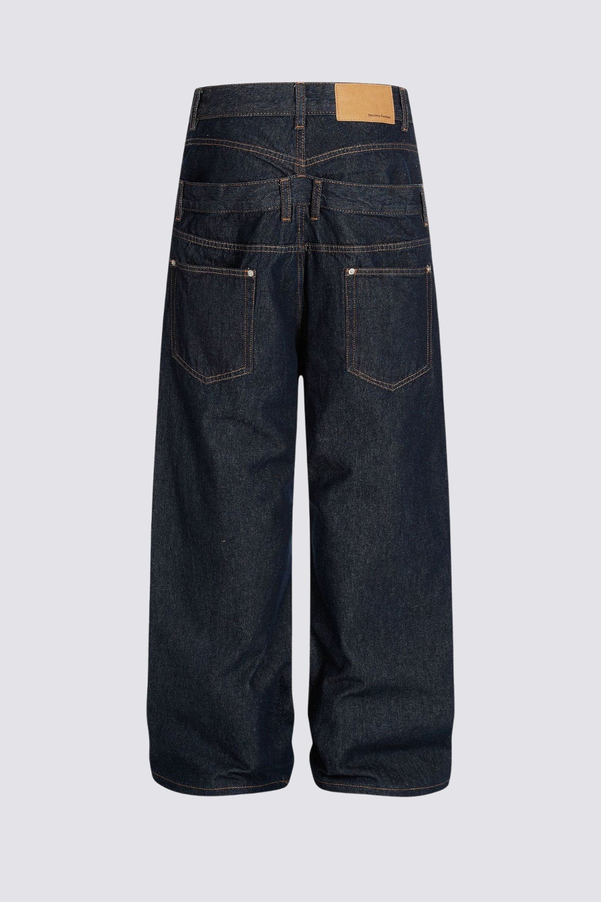Raw Denim Wide Leg Double Waistband Jeans
