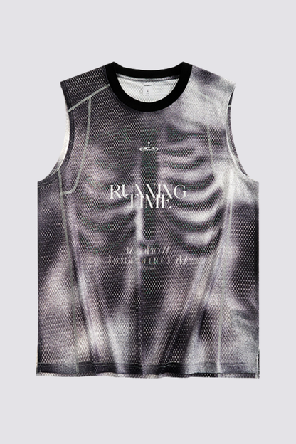 Raw Ink Print Sleeveless Top