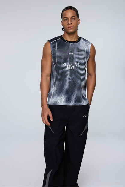 Raw Ink Print Sleeveless Top