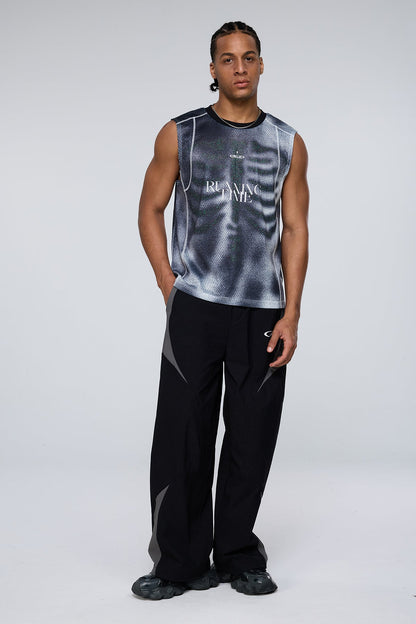 Raw Ink Print Sleeveless Top