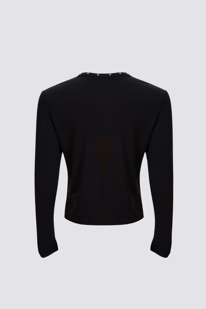 Raw Silence Rivet Long Sleeve Top Black