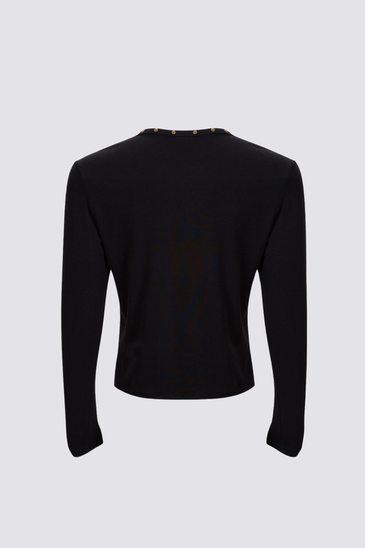 Raw Silence Rivet Long Sleeve Top Black