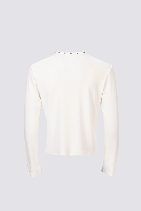 Raw Silence Rivet Long Sleeve Top White
