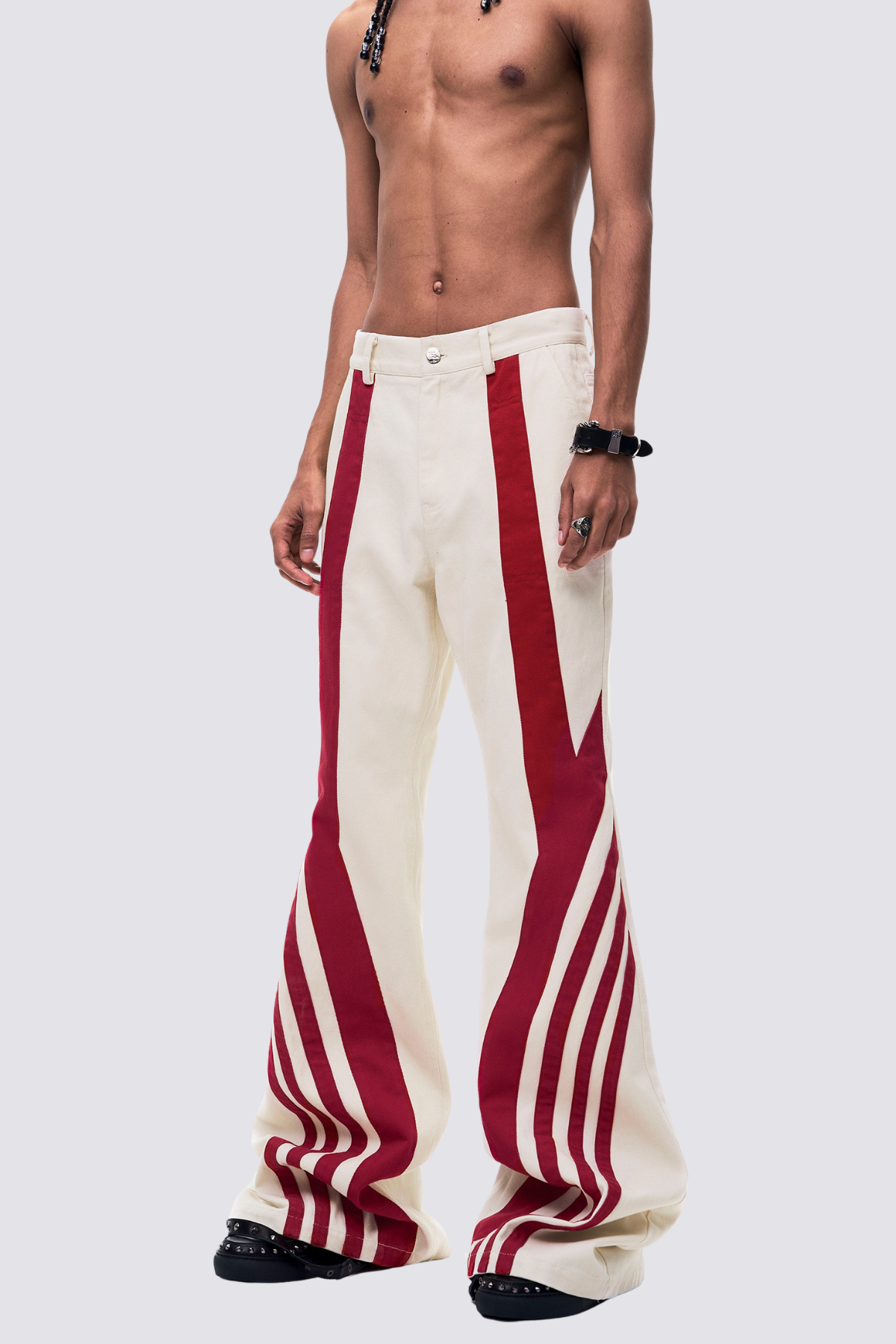 Raw Wrap Embroidery Bootcut Jeans