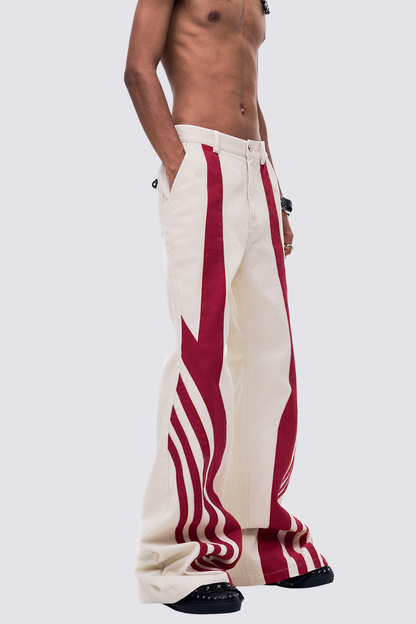 Raw Wrap Embroidery Bootcut Jeans