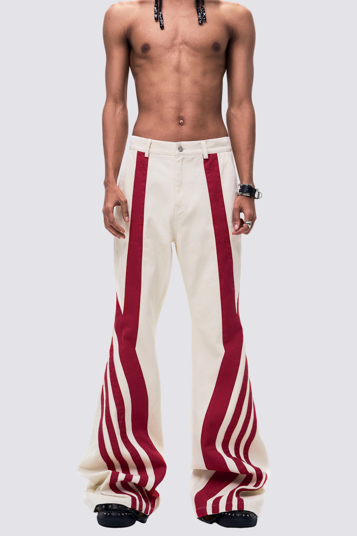 Raw Wrap Embroidery Bootcut Jeans