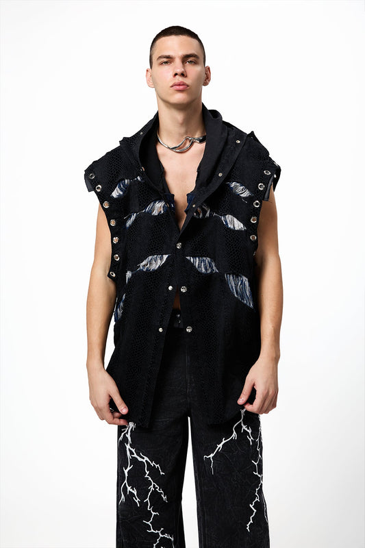 Rebel Badboy Ripped Hoodie Vest