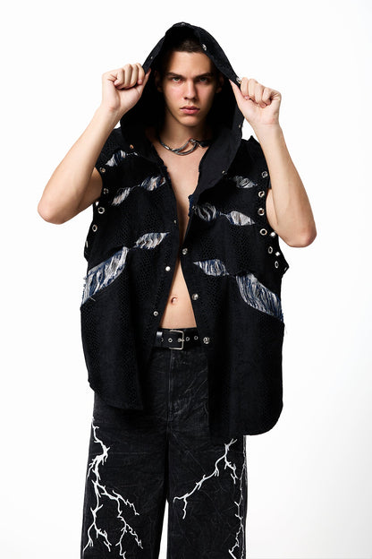 Rebel Badboy Ripped Hoodie Vest