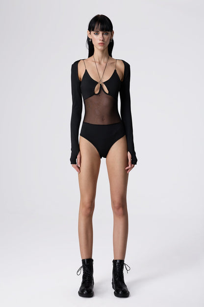 Rebel Strap Spaghetti Mesh Bodysuit