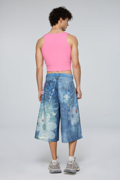 Reflective Power Rhinestone Crop Top Pink