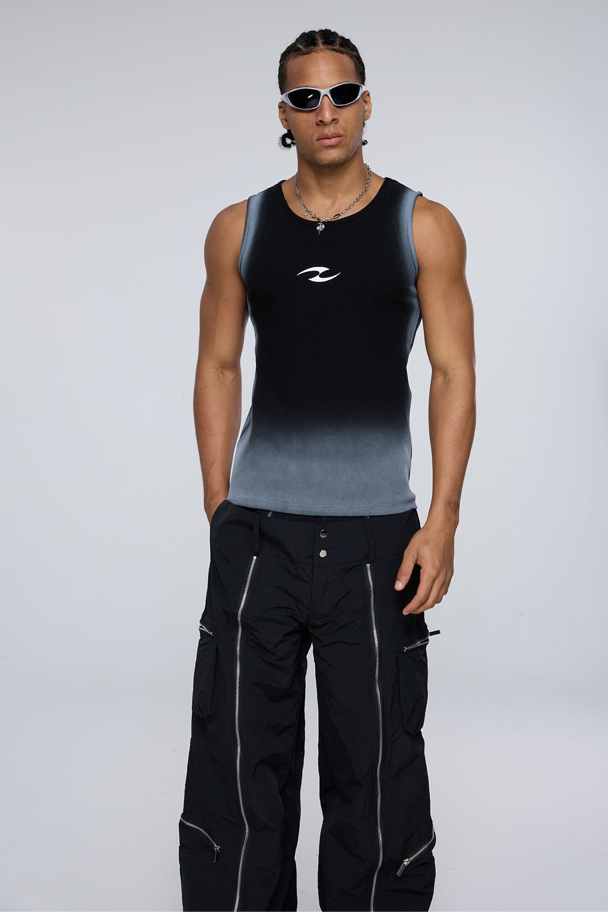 Rigid Chaos Stripe Tank Top Black