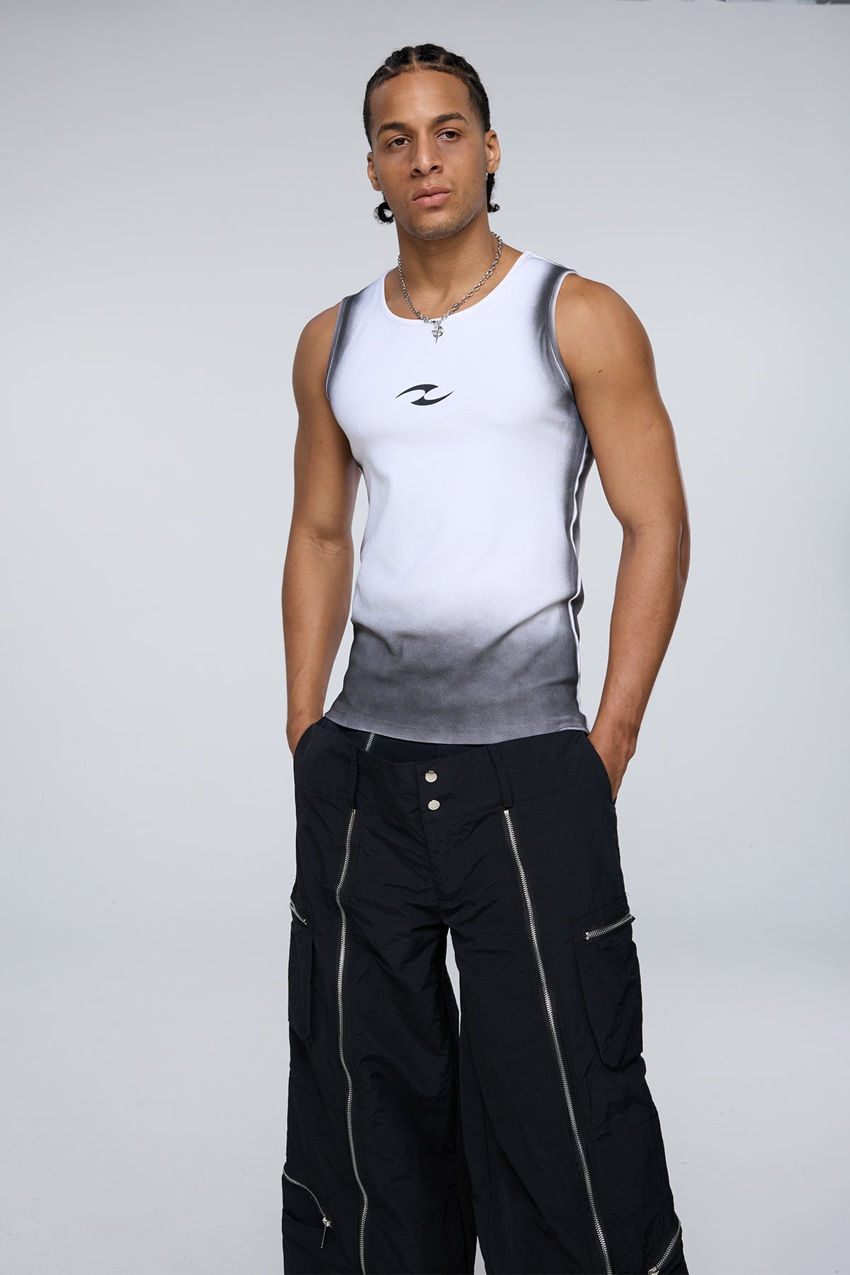 Rigid Chaos Stripe Tank Top White