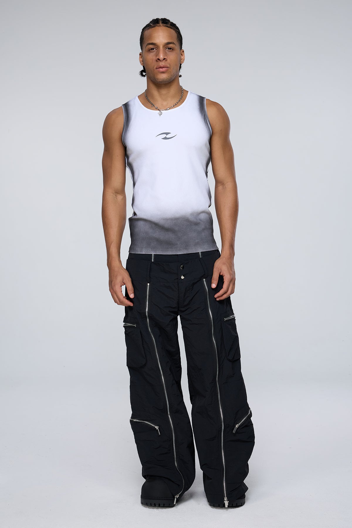 Rigid Chaos Stripe Tank Top White