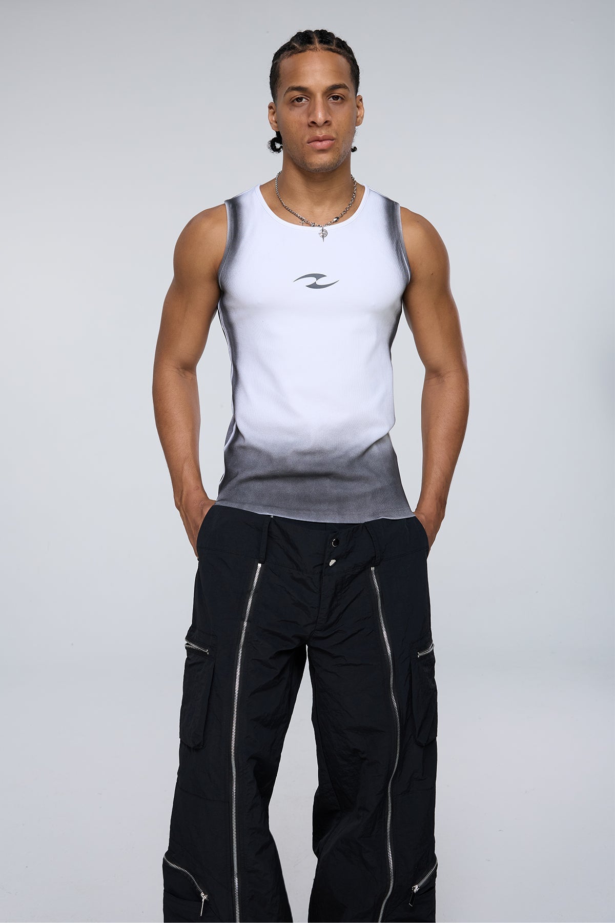 Rigid Chaos Stripe Tank Top White