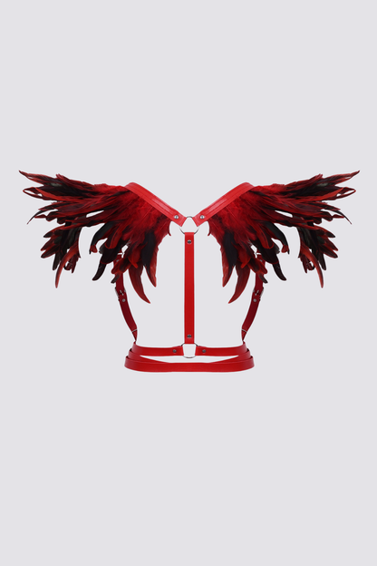 Rigid Seduction Feather Harness Red