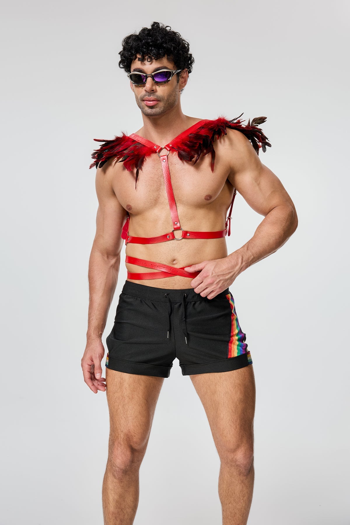 Rigid Seduction Feather Harness Red