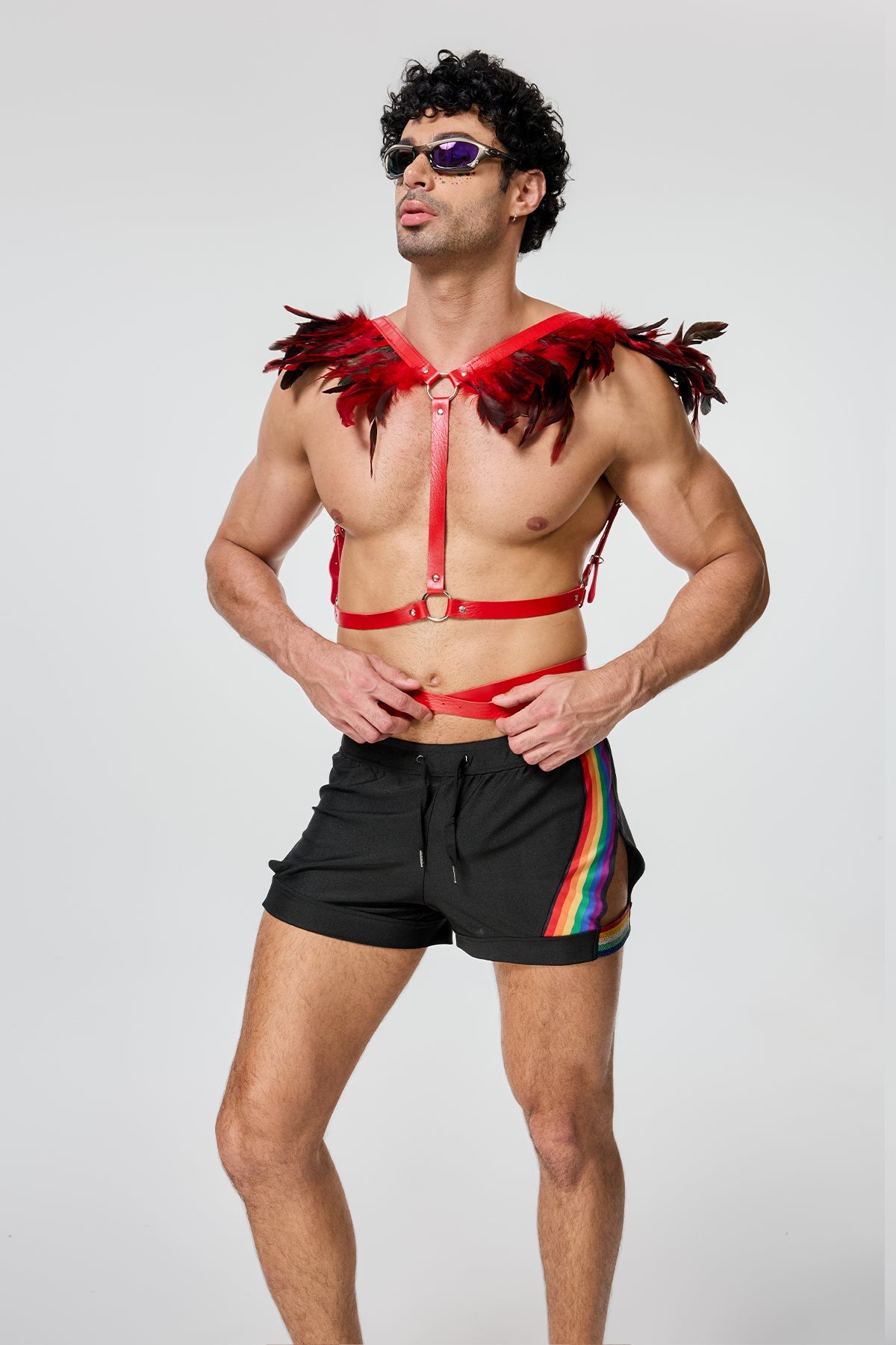 Rigid Seduction Feather Harness Red