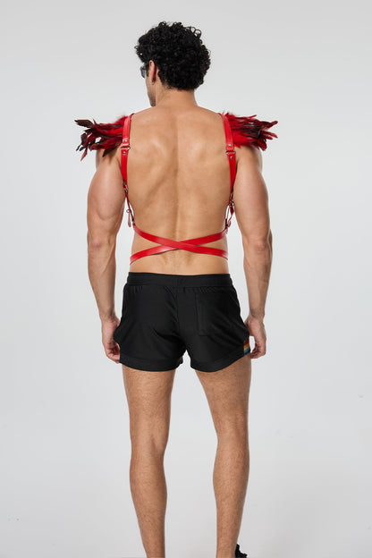 Rigid Seduction Feather Harness Red