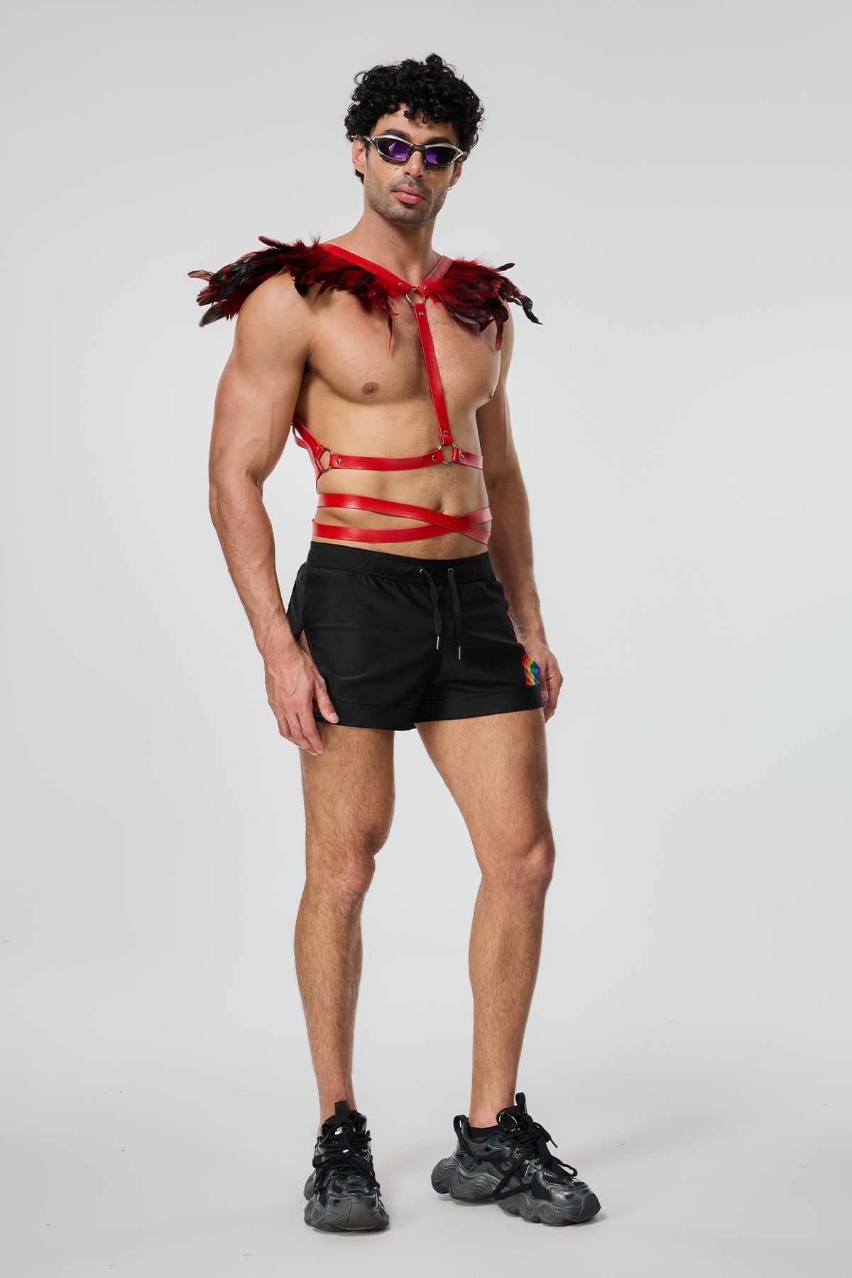 Rigid Seduction Feather Harness Red