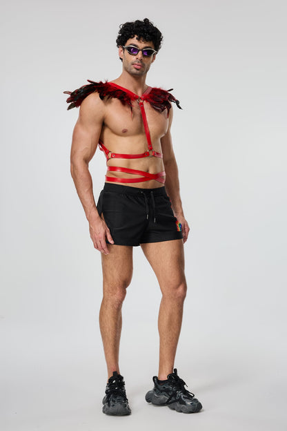 Rigid Seduction Feather Harness Red