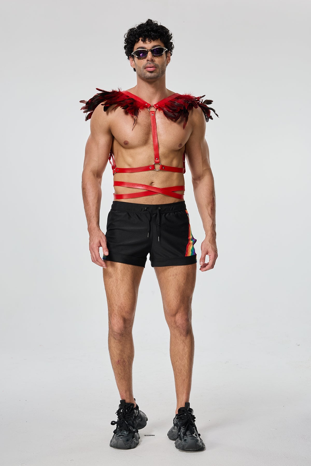 Rigid Seduction Feather Harness Red