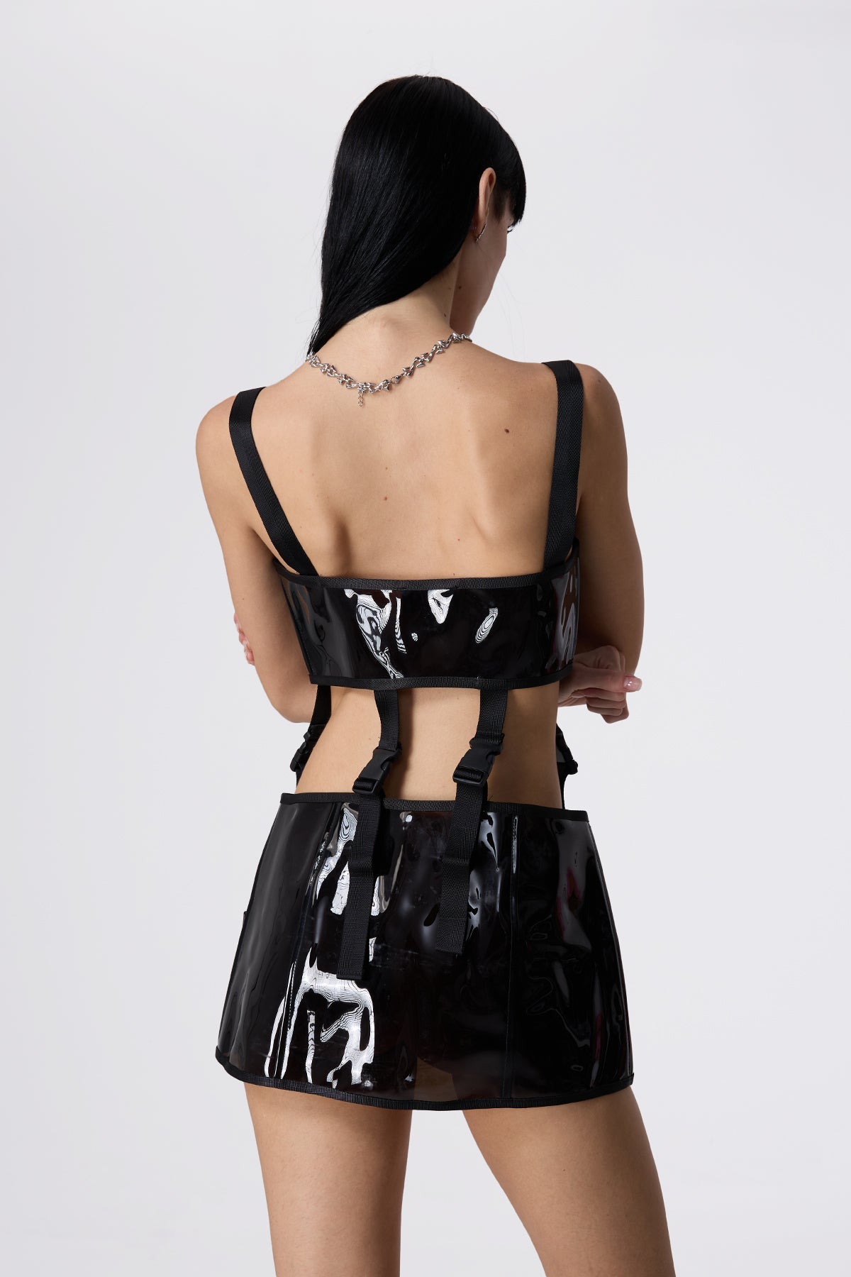 Riot Flex Spaghetti Leather Buckle Skirt Set