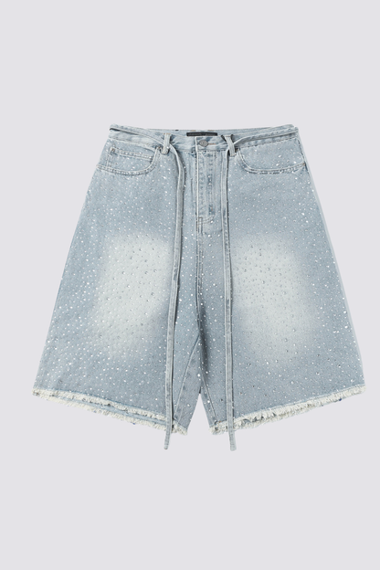 Road Patina Rhinestone Denim Shorts
