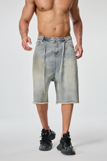 Road Patina Rhinestone Denim Shorts