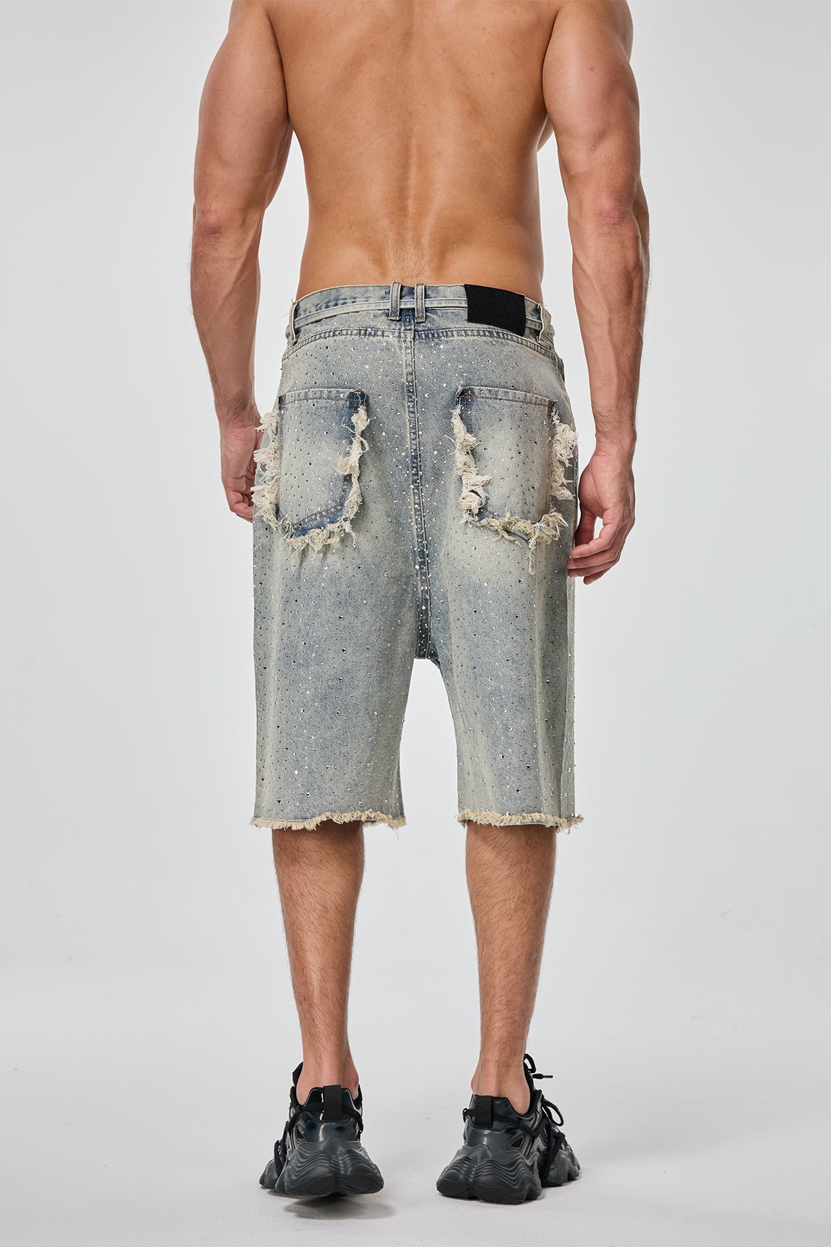 Road Patina Rhinestone Denim Shorts