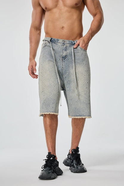 Road Patina Rhinestone Denim Shorts