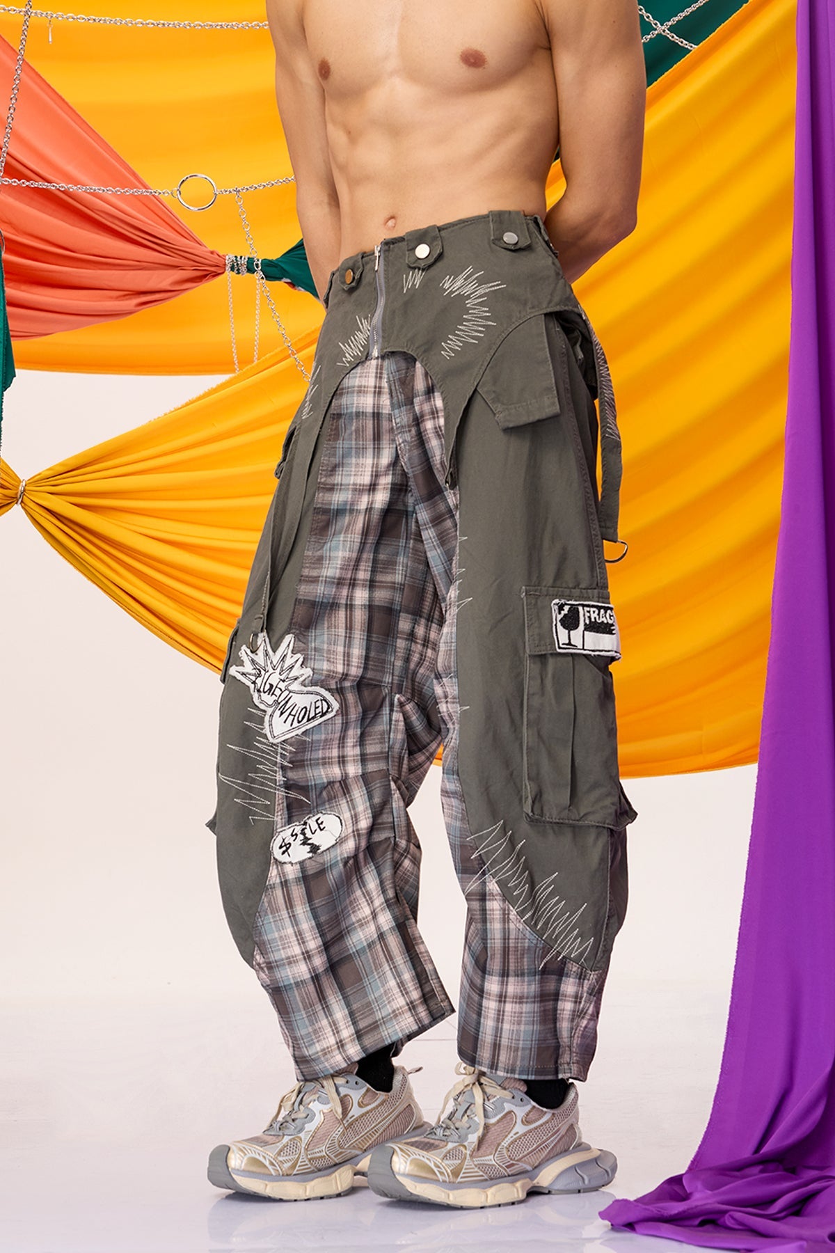 Road Silence Plaid Wide Leg Jeans